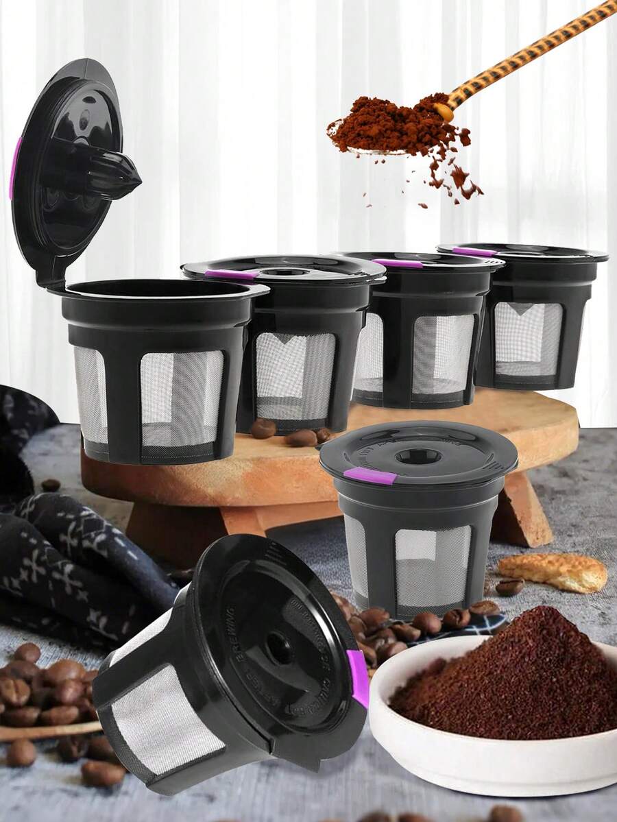 1/4pcs Reusable Stainless Steel Coffee Filter Pods Compatible With Coffee Makers - 彩色 - 查看 1