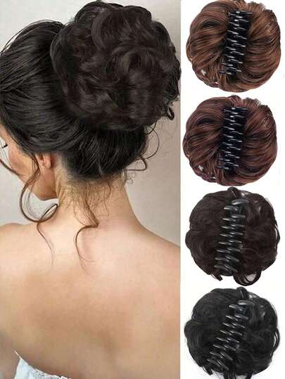 1 件优雅发爪夹，自然凌乱发髻发夹，适合优雅女士和女孩，适合浓密和稀疏的头发，增加体积，休闲秋冬发夹发饰，适合女士度假装