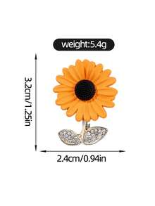 1 件优雅的太阳花胸针，迷人的金属向日葵翻领别针，适合西装外套、毛衣、时尚配饰连衣裙配饰别针用于衣服包包饰品学校办公室配饰衬衫夹克珠宝万圣节衣服别针有趣可爱的教师礼物圣诞节 - 黃色 - 查看 6