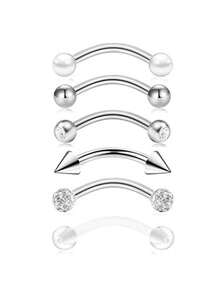 6Pcs/Lot Stainless Steel Crystal Eyebrow Piercing Set 16G CZ Curved Barbell Helix Daith Piercing Lot Lip Rings Snake Eyes Bulk