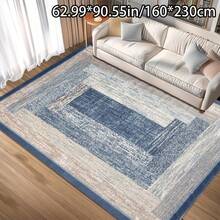 Modern Abstract Pattern Carpet, Featured With Blue, Beige And White Alternating Stripes, Comfortable For Bedroom, Living Room, Study, Foyer, Etc. Can Be Used As A Decorative Mat. This Modern Polyester Non-Slip Water-Absorbing Rug Is Washable And Non-Slip, Suitable For Indoor Home Decor In Living Room All Year Round, Also Applicable To Bedroom And Living Room. The Blue Tone Is An Ideal Choice For Living Room And Bedroom. - Multicolor - View 3