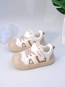 全新春季儿童跑步鞋低帮钩环女童鞋幼儿/小孩休闲网眼透气男童运动鞋时尚厚底婴幼儿宝宝厚底运动鞋爬行鞋 - 米色 - 查看 7