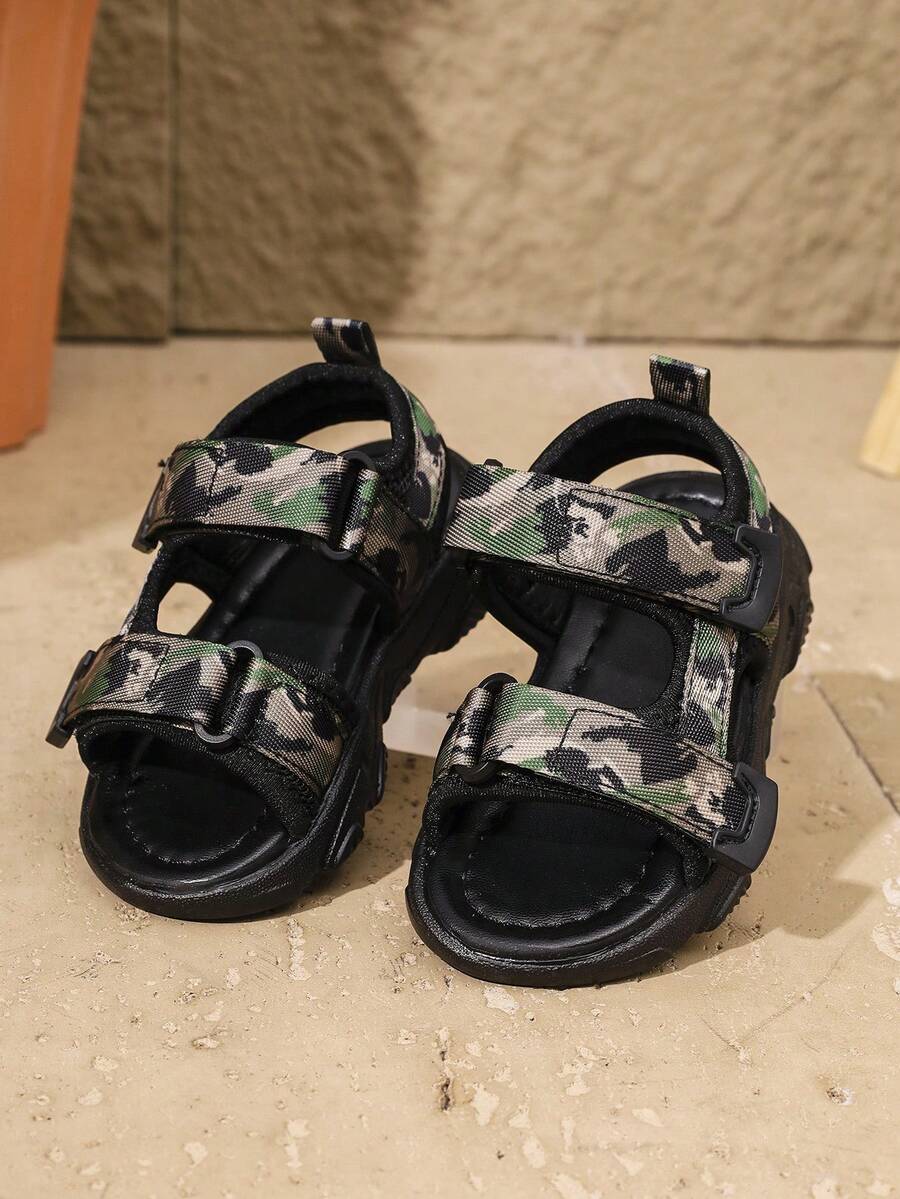 全新休闲凉鞋沙滩鞋透气平底鞋，柔软舒适 - 綠色 - 查看 1