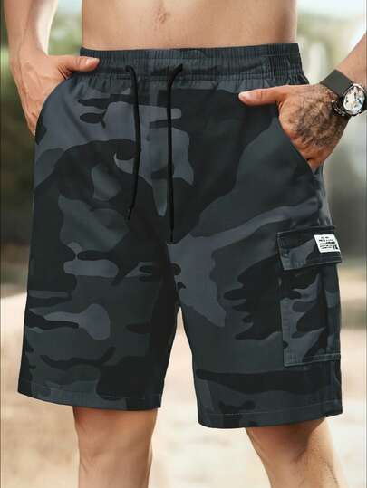 Men's Summer Camouflage Shorts, Fashion Casual Versatile Loose Fit 5-Point Pants, Outdoor Sports Shorts