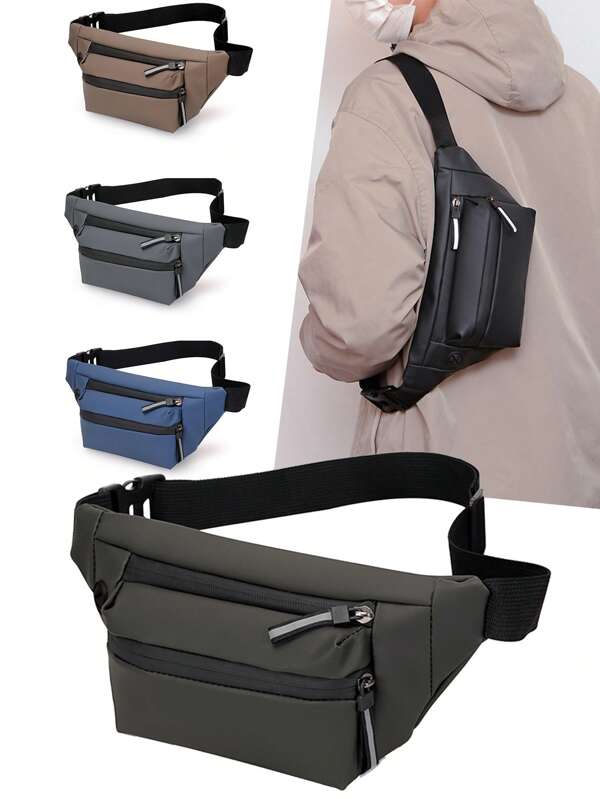 Bolsa Masculina da Moda, Preta, Novo Design, Material de PU Impermeável, Bolsa de Ombro, Bolsa Mensageiro, Bolsa Transversal, Bolsa de Peito, Mochila, Bolsa de Ombro, Pochete para Homens