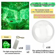 10/1 Luminous LED Transparent Wave Balloon Set (Inflated Size Approximately 35cm-40cm), With 3.0-Meter (Approximately 9.84ft) LED Light String (Excluding Internal Power) Suitable For Birthday Decoration, 2025 Graduation Decoration, Wedding Decoration, Mother's Day, Room Decoration, Shooting Props (Multi-Color Optional)