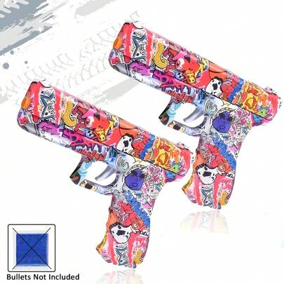 2PCS Shooting Toy Gel Ball Blaster, Fully Manual Outdoor Toy Model Without Charging, Suitable For Backyard Games, Gift (Without Bullet)