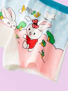 8 Pieces Of Cartoon Rabbit Print Young Girl Boxers, Comfortable Big Girl Baby Purple Boxer Briefs Four Seasons Without