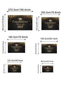 1pc Luxury Black & Gold 2025 Graduation Party Backdrop - High-End Sparkle Plaid Design, Modern Style Photo Background Hanging Cloth, Polyester Material, No Electricity Needed, Applicable For Photo Booth And Cake Table Decor, Indoor & Outdoor Use, Multiple Sizes Available, Graduation Ball Party, Party Decor, Home Decor