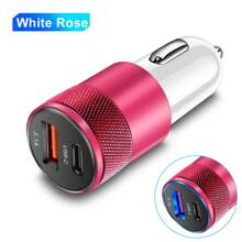 XJDR 1pc 3.1A Dual Port USB Car Charger With USB-A And USB-C Ports, Aluminum Alloy Metal Fast Charging Adapter