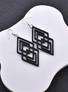 1 Pair Geometric Design Matte Texture Earrings, Fashionable Jewelry For Women, Suitable For Party And Evening Wear