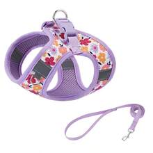 HP386--Arnés estilo chaleco impreso para gatos y perros, 360° se ajusta a la forma del cuerpo de la mascota, cuerda para perros de 1.5 metros. - HLP381 rosa - Ver 7