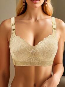 3pcs Bra Push-Up Tanpa Kawat Seksi Berenda Warna Polos untuk Wanita, Mengangkat & Memperindah Payudara, Anti-Kendur - MultiWarna - View 10