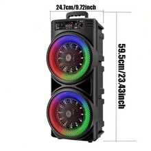 Sistema de altavoces Bluetooth de 6000W con subwoofer dual de 8 pulgadas, sistema de sonido potente con graves intensos, sistema con micrófomo inalámbrico, iluminación RGB, compatible con USB recargable, FM/tarjeta TF, ideal para fiestas, karaoke y eventos de baile, con control remoto. - Ver 11
