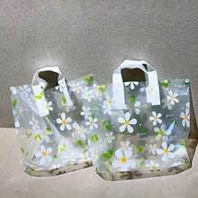 5/10pcs Transparent Hand Bags, Spring Daisy Gift Bags, Bride Souvenir Packaging Bags, Home Storage And Packing Hand Bags. Suitable For New Year, Graduation Season Gifts, Mother's Day Gift Packaging Bags - As Shown - View 1