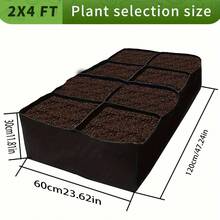 128-Gallon 8-Section Garden Bed - 2x4 Feet Breathable Elevated Planting Container, Grow Bag Seedling Bed, Suitable For Vegetables, Potatoes, And Flowers - Rectangular Planting Box For Indoor/Outdoor Use - Multicolor - View 6