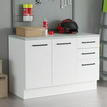 Madesa Under Garage Storage Cabinet With White Countertop - White - View 1
