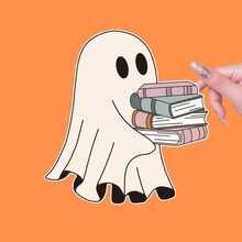 幽灵与书防水乙烯基贴纸 - 适用于 Kindle 保护套等，哑光表面 - 送给读者和书虫的完美礼物，可用于学校用品、返校用品、剪贴簿、趣味贴纸、笔记本电脑贴纸、手机贴纸 - 彩色 - 查看 2