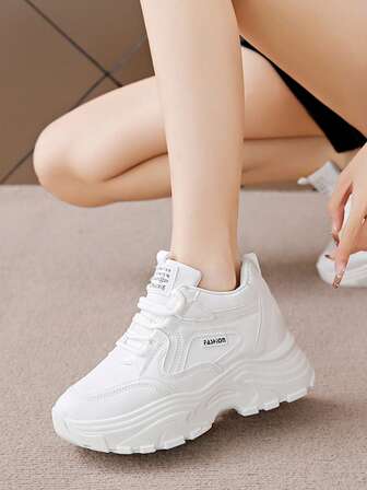 女士厚底休闲运动鞋白色运动鞋2025春季新款厚底增高瘦身设计小白鞋