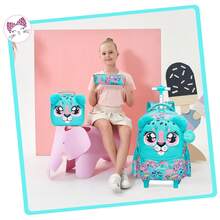 3PCS Rolling Backpack For Girls Kids Backpack With Wheels Roller Backpack With Wheels Set For Elementary Students Carry On Luggage Bookbag With Roller - Animal Trolley Bag - View 11