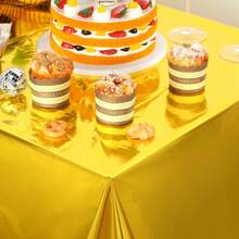 5 Stück metallische Folie einfarbige waschbare rechteckige Einweg-Tischdecke, geeignet für Geburtstag, Hochzeit, Party Dekoration