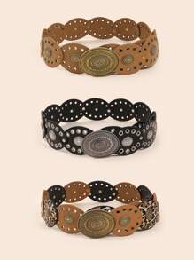 1 buc Accesorii retro în stil stradal pentru femei: Curea metalică ovală cu inele ovale, în stil boem occidental, puternic împodobită, curea vintage cu cataramă sexy și nituri, accesoriu vestimentar la modă pentru purtare zilnică vară, școală toamnă, toamnă, Halloween