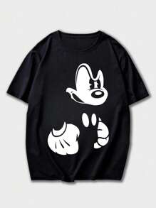 Maglietta a maniche corte con stampa cartoni animati, abbigliamento casual estivo da uomo