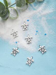 5pcs Stainless Steel Beach Ocean Holiday Wind Cutout Flower Turtle Fashion Bracelet Necklace DIY Jewelry Pendant - Silver - View 2