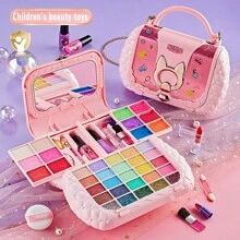 1pc Children Pretend Play Makeup Set, Girls Princess Cosmetic Box With Handbag, Lipstick, Eye Shadow, Brush, Birthday Gift