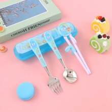 Sanrio Sanrio My Melody Stainless Steel Fork And Spoon Set With Box, Cartoon Cute Portable Reusable Tableware, Cute Home And Outdoor School Supplies, Camping Accessories Christmas Birthday Gifts
