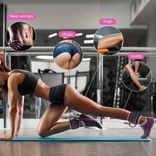 Set de 6 bandas de resistencia con correas para tobillos, de tensión media, equipo de ejercicio para piernas y glúteos, para desarrollo muscular, entrenamiento de fitness, yoga, correr, taekwondo y accesorios de gimnasio - Negro - Ver 7