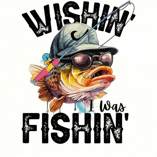 1pc/2pcs/3pcs Fun Cartoon Fish Iron-On Transfers For DIY Fashion & Accessories - , Washable Polyester In Mixed Colors - Easy-To-Apply Heat Press Decals With "Wishing I Was Fishin'" Theme For T-Shirts, Jeans, Backpacks, Pillows, Fishing Style, Heat Transfer Stickers, DIY Clothing, Washable, Polyester Fiber