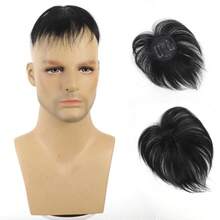 Synthetic Men's Wig Thick Toupee With Around Hair Replacement System Prosthetic Hair Wig Male Pieces For Men Baldness - Black - View 9