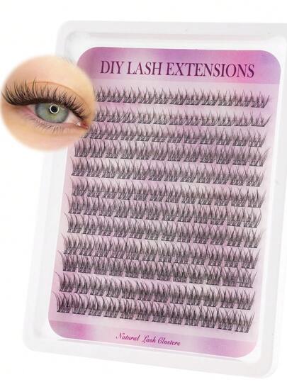 200/144/120/Pcs Cluster Lashes Extensão de cílios DIY C Curl Long Individual Lashes Mixed Tray Faux Mink Lash Clusters Extensões Wispy Lash Clusters Natural Clash Clusters Cílios individuais C Curl 9-12mm Cluster Eyelash Extensions Soft Lash Extension DIY At Home Cluster Lashes, Clusters de cílios, Cílios individuais, Cílios, Cílios postiços