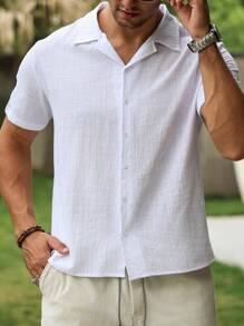 Men's Linen Shirts Casual & Fashion Short Sleeve Shirts For Beach In Summer