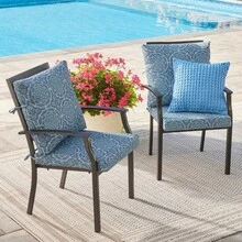 20" X 20" Premium Beige Outdoor Dining Chair Cushion- - blueandgreenmedallion - View 6