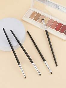 4pcs Black Small Precise Eyeshadow Makeup Brushes, Pointed Tapered Eyeshadow Blending Cosmetic Tools - Black - View 9