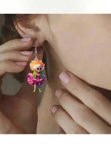 1 Pair Of Acrylic Granny Skateboard Pendant Earrings - Stylish Jewelry For Men And Women, Perfect For Any Holiday Wear - Multicolor - View 10