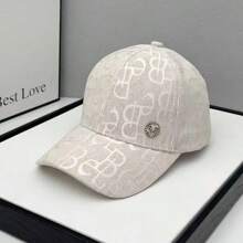1 pieza Gorra de béisbol con letra de jacquard y logo de M de strass para mujer, moda casual y versátil adecuada para el uso diario