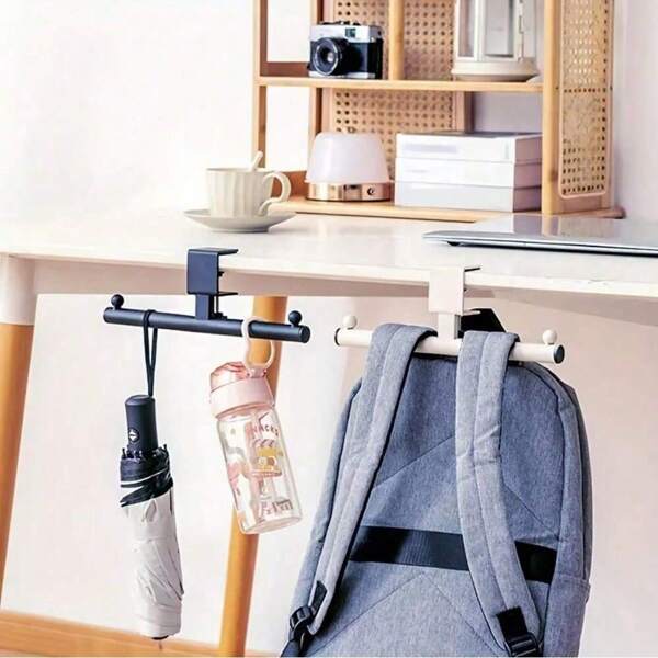 Steel School Backpack Hook, Dual Strap Backpack Storage Hook, Multiple Color Options, Desk/Office Accessory, No Drilling Needed, Super Load-Bearing, Back To School Supplies, Student Items, Suitable For Home, Classroom, Dorm, Office Hanging Shelves, Practical Hook For Back To School Season