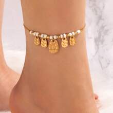 1-3pcs Round Charm Anklet For Summer Vacation Travel Beach Party,Gold Jewelry