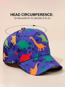 1pc Kids Cartoon Dinosaur Print Sun-Protective Baseball Cap, Spring/Summer