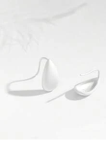 Kaletine 925 Sterling Silver Glossy Waterdrop Earrings Teardrop Stud Earrings For Women Simple Fine Jewelry Gift 1 Piece - Silver - View 4