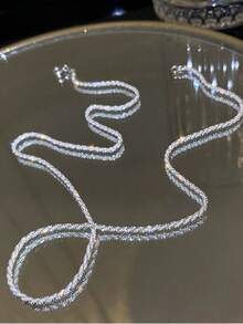 1 Pc Starry Sky Shiny Silver Chain Necklace - Silver - View 4