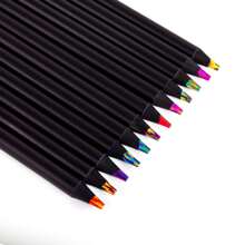 12 Stücke Schwarze Holz Sternenhimmel 7 Farben Regenbogen Farbstifte, Schüler Malregenbogen Stifte, Regenbogengradienten Stifte mit Anti-Staub Design und über 2mm dickem Minen, magische Farbwechsel Buntstifte für den Schulstart