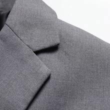 Men's Two-Piece Suit Set, Solid Color Classic Style, Business Casual Slim Fit Style, Western-Style Pants With A Back Slit Style - 灰色 - 查看 6