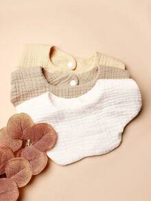 Set de 3 baberos para bebé con patrón de nube de color caramelo, adecuado para uso diario - Multicolor - Ver 6