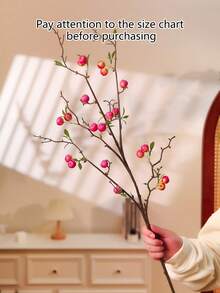 1/3PCS 36.5-Inch (H) Simulation Mini Apple Branch Home Living Room Wedding Birthday Mother's Day Party Tabletop Decoration - Pink - View 11