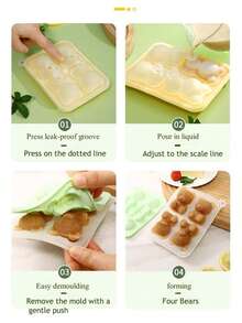 1pc Bear Shape Silicone Ice Cube Tray, Viral Ice Cube Mold For Coffee, Tea, Milk Tea, Ice Bag