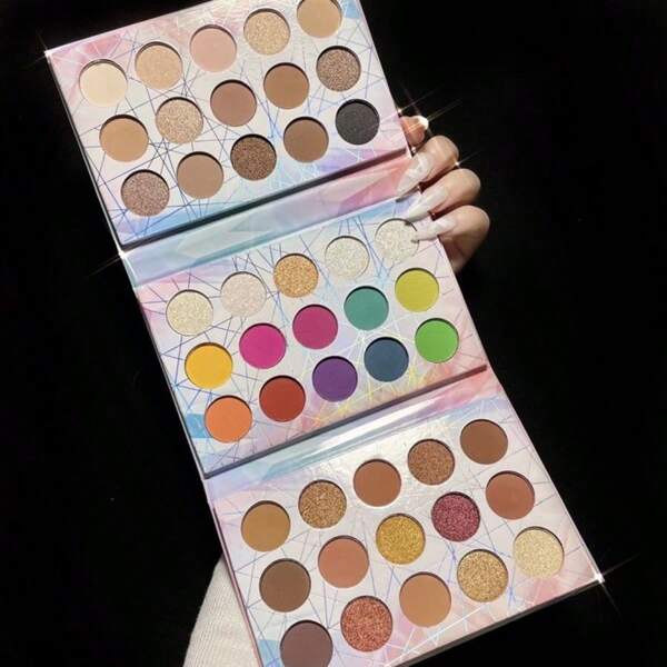 coolstory Paleta de Sombras com 45 Cores, Sombras Coloridas Incluindo Acabamento Brilhante e Fosco, Paleta de Maquiagem Multifuncional (Dobrável)